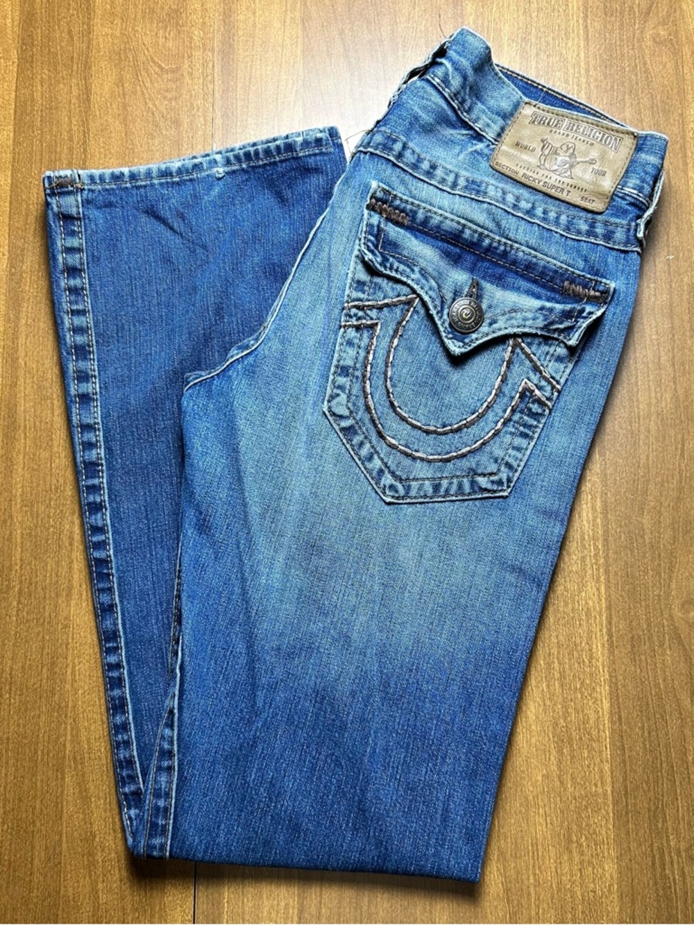 True Religion Ricky Super T Jeans Vintage Y2K Distressed Flap Pocket USA